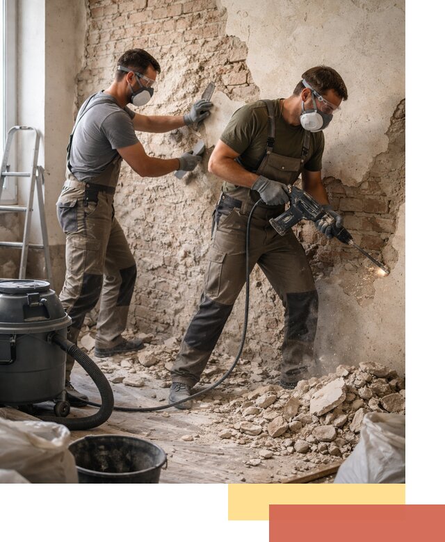 Демонтаж штукатурки со стен в Сосногорске быстро и аккуратно