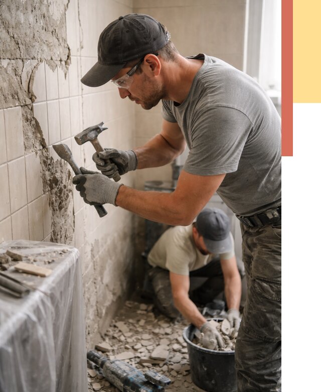 Демонтаж плитки со стен в Сосногорске от 877 руб. — быстро и недорого | ОТДЕЛОЧНИК-Сно