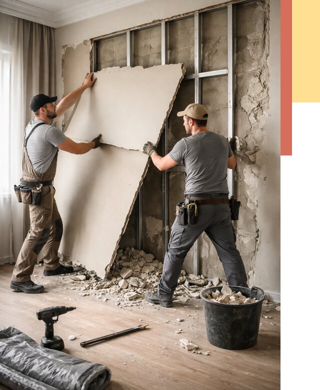 Демонтаж гипсокартона со стен в Сосногорске от 361 руб. — услуги демонтажа | ОТДЕЛОЧНИК-Сно