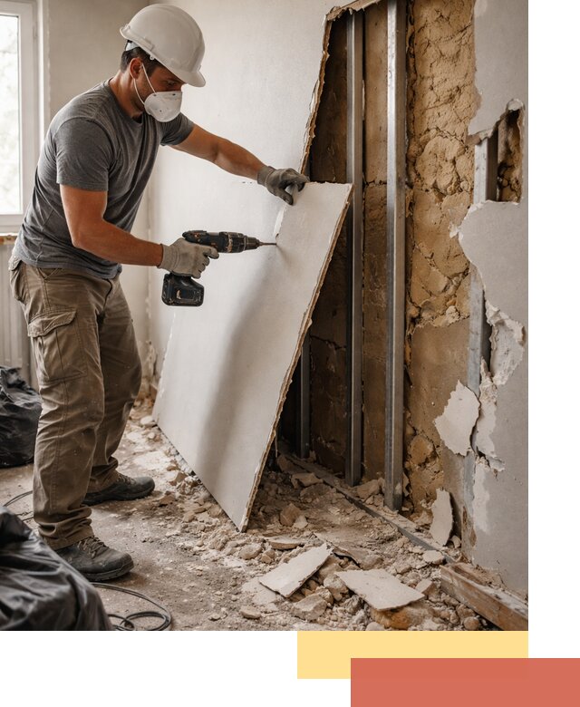 Демонтаж гипсокартона со стен в Сосногорске качественно и быстро