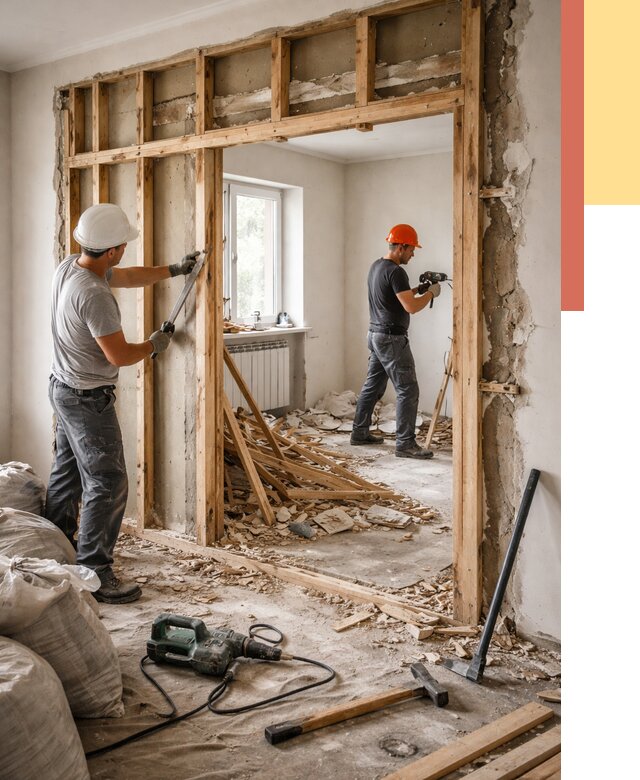 Демонтаж деревянных перегородок в Сосногорске от 3301 руб. — быстро и недорого | ОТДЕЛОЧНИК-Сно