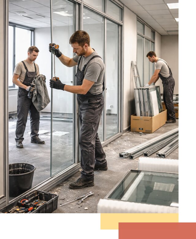 Демонтаж стеклянных перегородок в Сосногорске быстро и безопасно