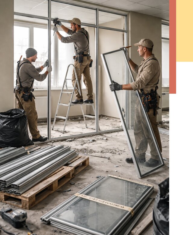 Демонтаж алюминиевых перегородок в Сосногорске от 4333 руб. — быстро и недорого | ОТДЕЛОЧНИК-Сно