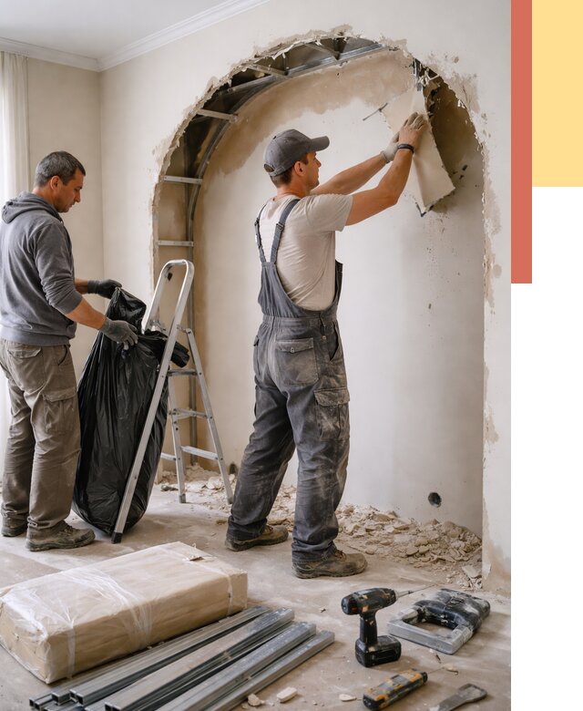 Демонтаж арки из гипсокартона в Сосногорске от 3611 руб. — услуги под ключ | ОТДЕЛОЧНИК-Сно