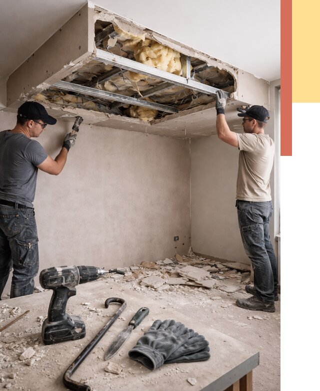 Демонтаж короба из гипсокартона в Сосногорске от 1568 руб. — быстро и недорого | ОТДЕЛОЧНИК-Сно