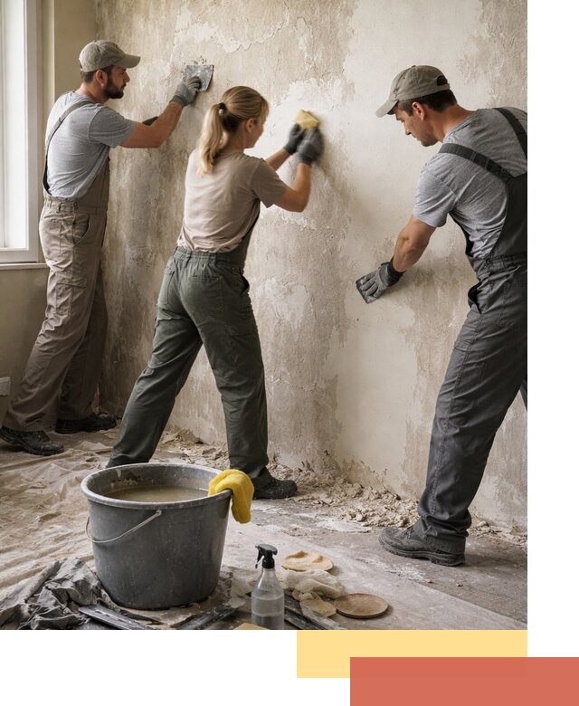 Очистка стен от клея и грунтовки в Сосногорске качественно и быстро