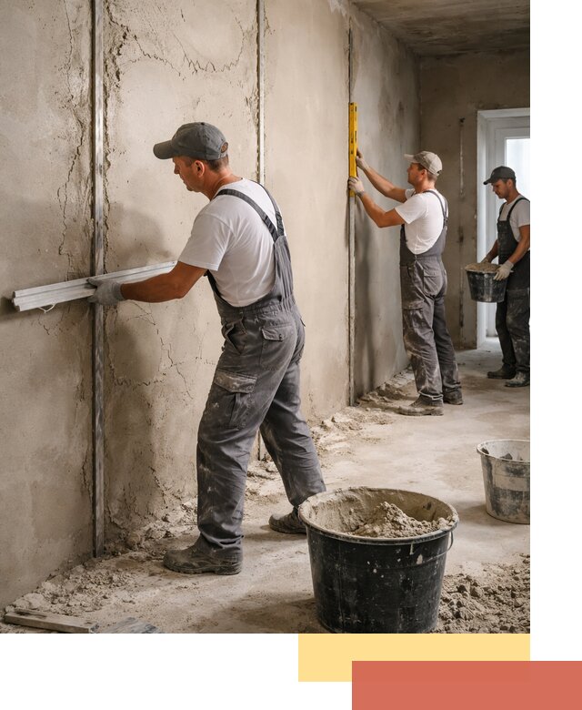 Штукатурка стен по маякам в Сосногорске — точная и ровная поверхность