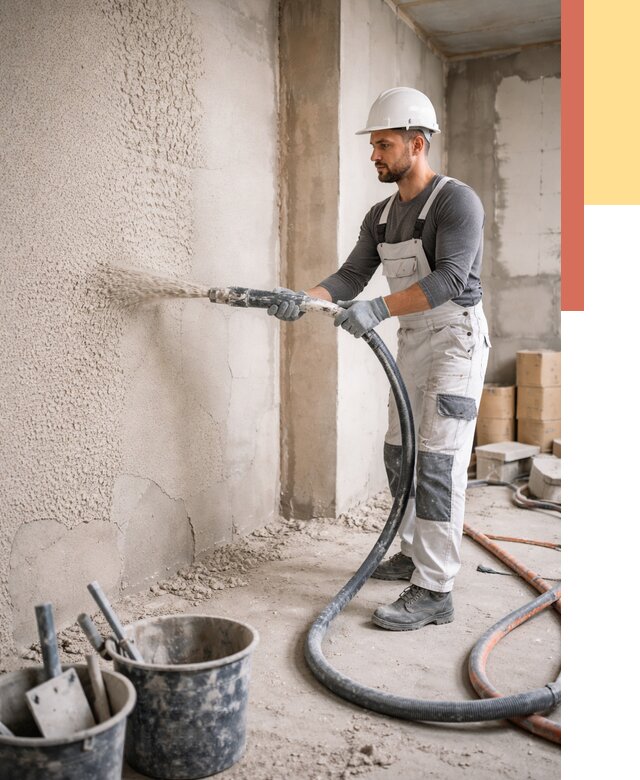 Машинная штукатурка стен в Сосногорске под ключ от 6705 руб./м2 | ОТДЕЛОЧНИК-Сно