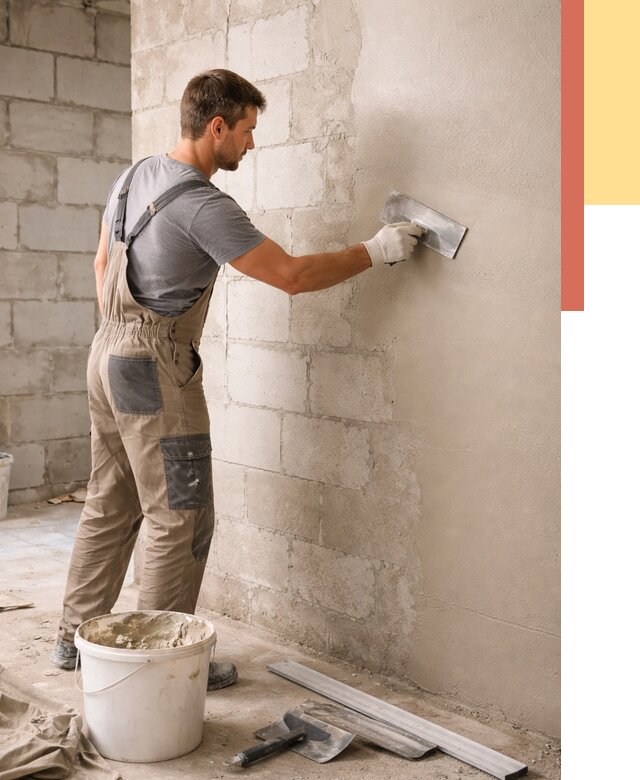 Штукатурка стен из газобетона в Сосногорске от 2166 руб./м2 — быстро и недорого | ОТДЕЛОЧНИК-Сно