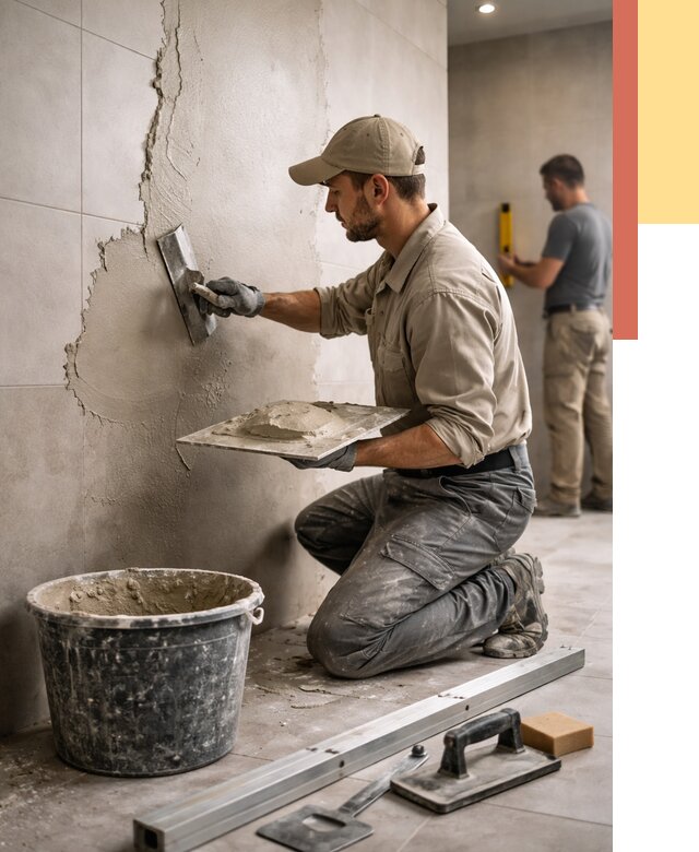 Штукатурка стен в ванной в Сосногорске от 4642 руб./м² — выравнивание под ключ | ОТДЕЛОЧНИК-Сно