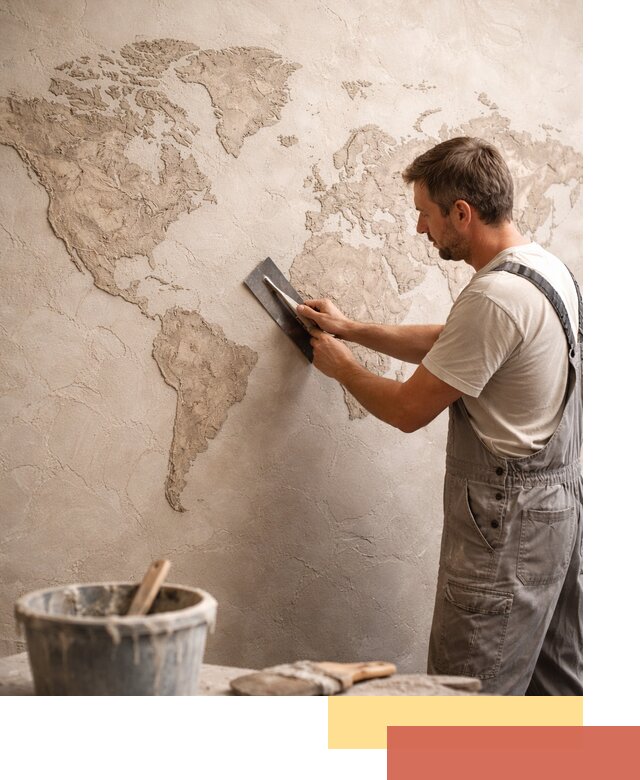 Декоративная штукатурка «Карта мира» под ключ в Сосногорске