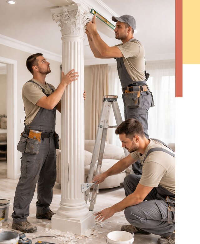 Установка декоративных колонн в Сосногорске от 12379 руб. под ключ | ОТДЕЛОЧНИК-Сно