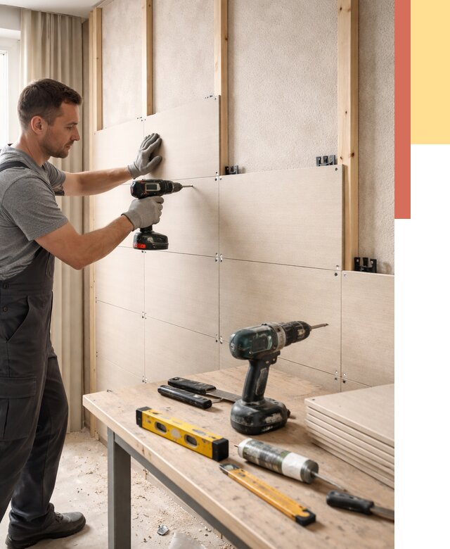 Монтаж МДФ панелей на стены в Сосногорске от 1290 руб. под ключ | ОТДЕЛОЧНИК-Сно