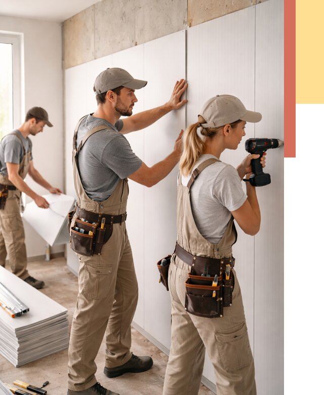 Монтаж ПВХ панелей на стены в Сосногорске от 464 руб/м2 — быстро и недорого | ОТДЕЛОЧНИК-Сно