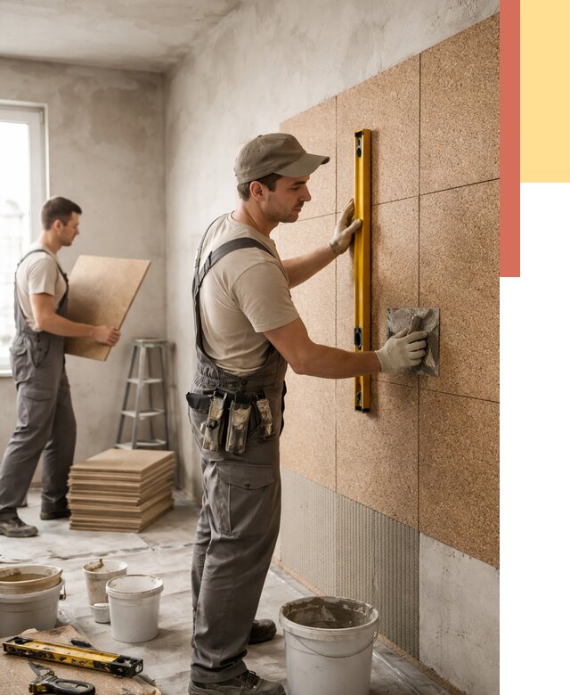 Монтаж пробковых панелей на стены в Сосногорске от 3611 руб. — ОТДЕЛОЧНИК-Сно