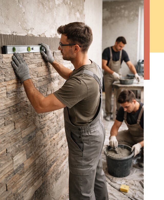 Монтаж искусственного камня в Сосногорске от 4642 руб. под ключ | ОТДЕЛОЧНИК-Сно