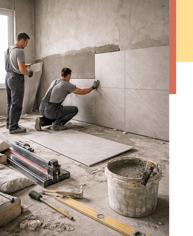 Облицовка стен керамогранитом в Сосногорске от 4333 руб./м² — услуги под ключ | ОТДЕЛОЧНИК-Сно