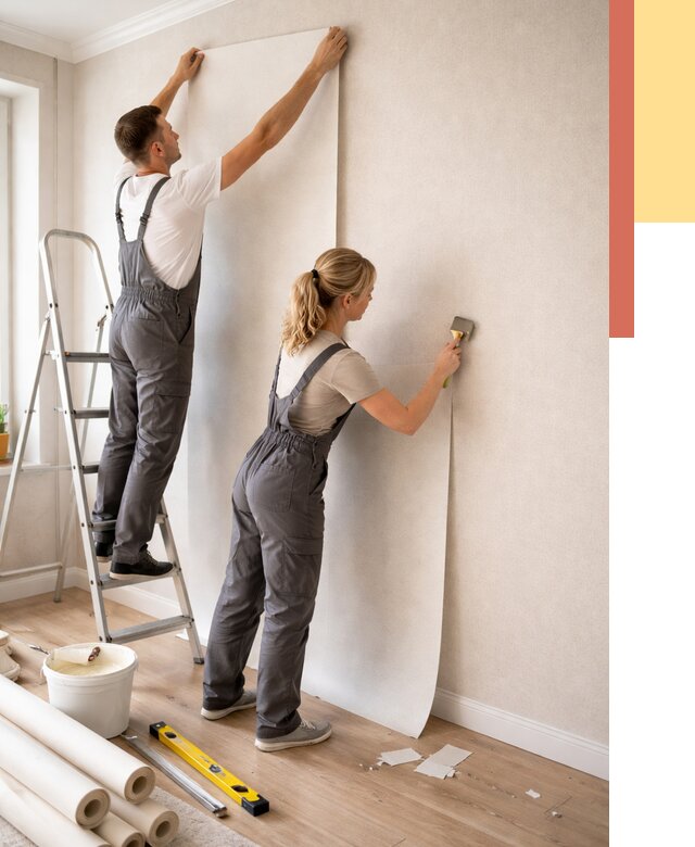 Поклейка флизелиновых обоев в Сосногорске от 6190 руб. | Быстро и недорого — ОТДЕЛОЧНИК-Сно