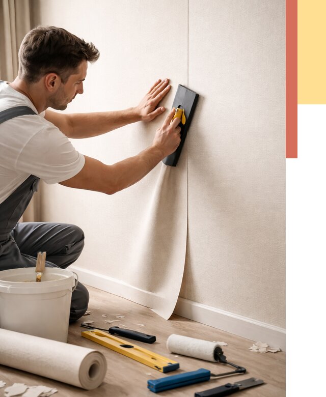 Поклейка виниловых обоев в Сосногорске от 4642 руб. | Быстро и недорого — ОТДЕЛОЧНИК-Сно