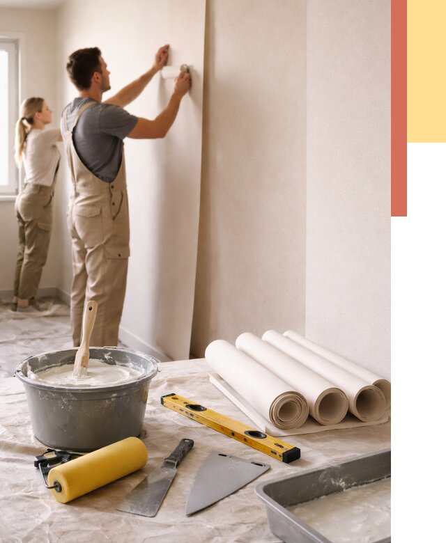 Поклейка бумажных обоев в Сосногорске от 5674 руб./м2 — быстро и недорого | ОТДЕЛОЧНИК-Сно