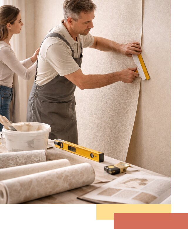 Поклейка обоев с подбором рисунка в Сосногорске