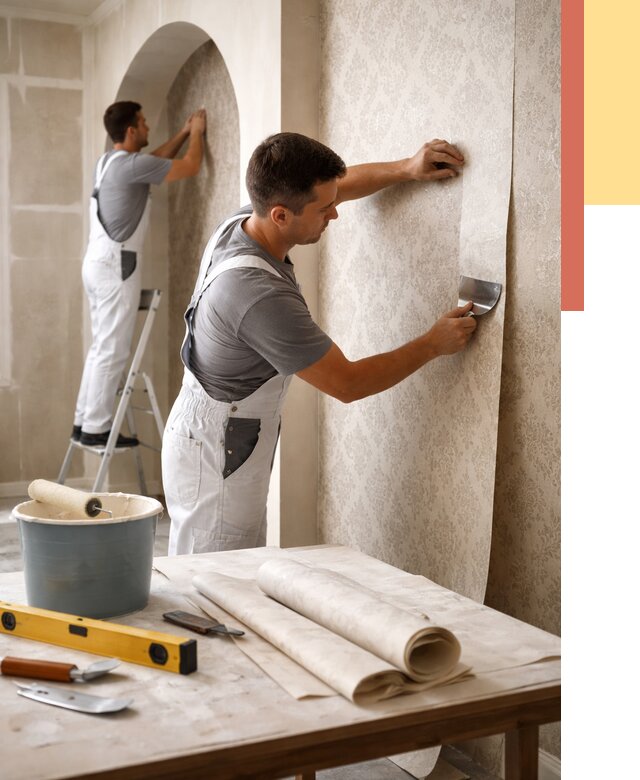 Поклейка обоев на сложные стены в Сосногорске от 2888 руб. под ключ | ОТДЕЛОЧНИК-Сно