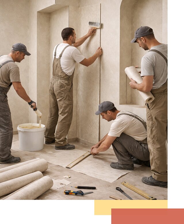 Поклейка обоев на сложные стены и неровные поверхности в Сосногорске