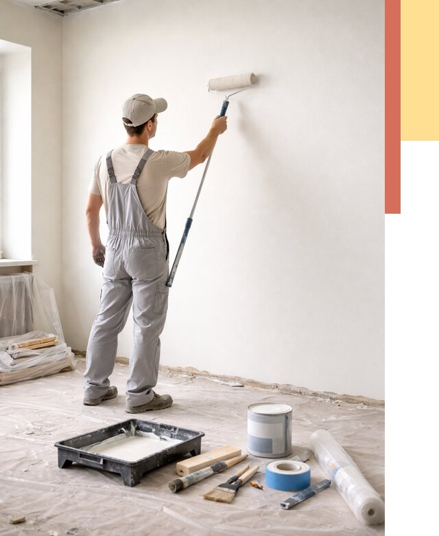 Покраска стен водоэмульсионной краской в Сосногорске от 464 руб. за м² | ОТДЕЛОЧНИК-Сно