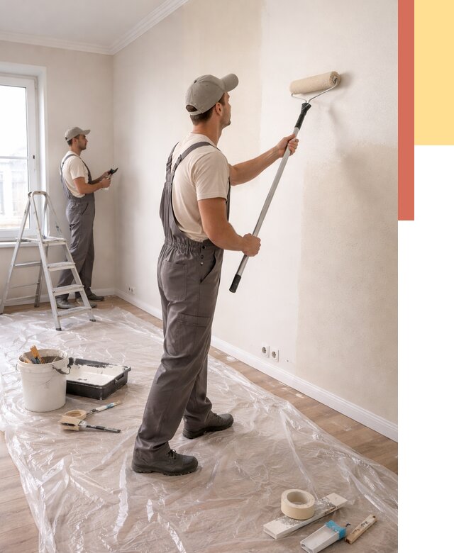 Покраска стен акриловой краской в Сосногорске от 3611 руб./м² — быстро и недорого | ОТДЕЛОЧНИК-Сно