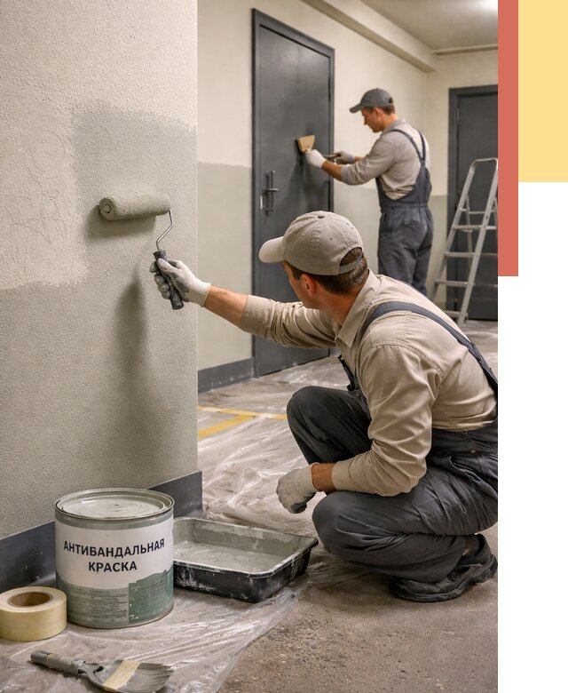 Покраска стен антивандальной краской в Сосногорске от 4642 руб./м² под ключ | ОТДЕЛОЧНИК-Сно