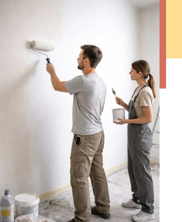 Окраска стен по стеклохолсту в Сосногорске от 4642 руб/м² под ключ | ОТДЕЛОЧНИК-Сно