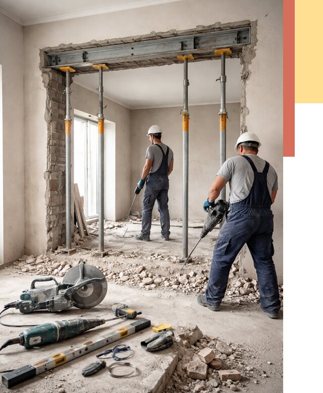 Прорезка проема в стене в Сосногорске от 4642 руб. — быстро и недорого | ОТДЕЛОЧНИК-Сно