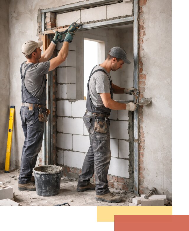 Закладка дверного проема под ключ в Сосногорске: демонтаж, монтаж, отделка