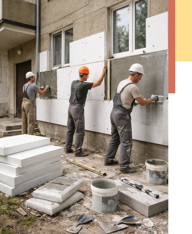 Утепление стен пенопластом в Сосногорске от 1805 руб. — недорого и под ключ | ОТДЕЛОЧНИК-Сно