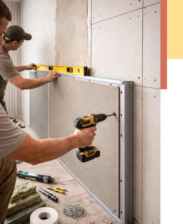 Шумоизоляция стен панелями ЗИПС в Сосногорске от 2270 руб./м² под ключ | ОТДЕЛОЧНИК-Сно