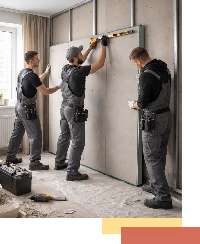 Шумоизоляция стен панелями ЗИПС в Сосногорске для жилых и коммерческих помещений