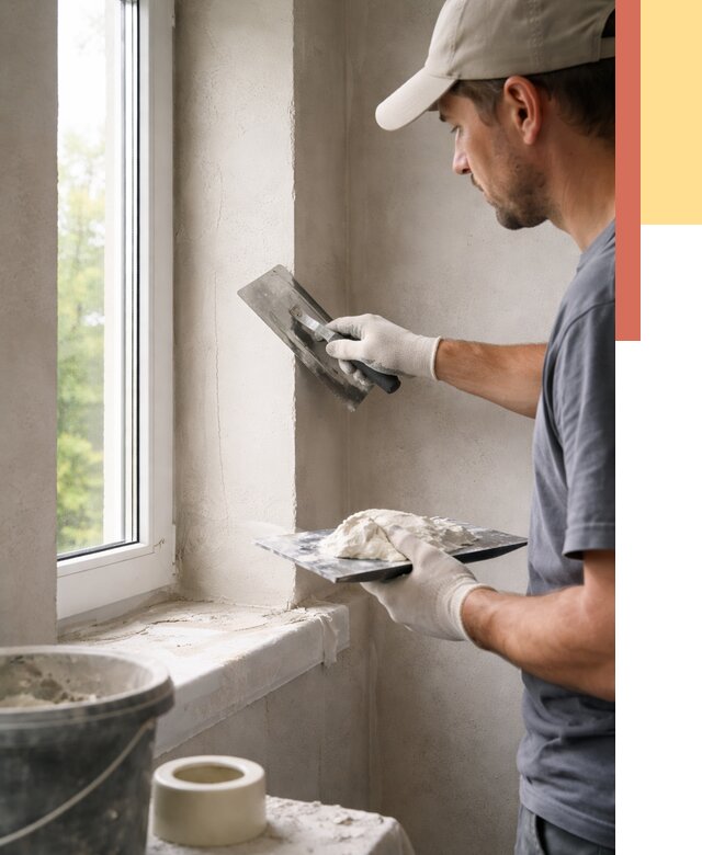 Штукатурка откосов в Сосногорске от 4642 руб/м² — услуги и выравнивание под ключ | ОТДЕЛОЧНИК-Сно