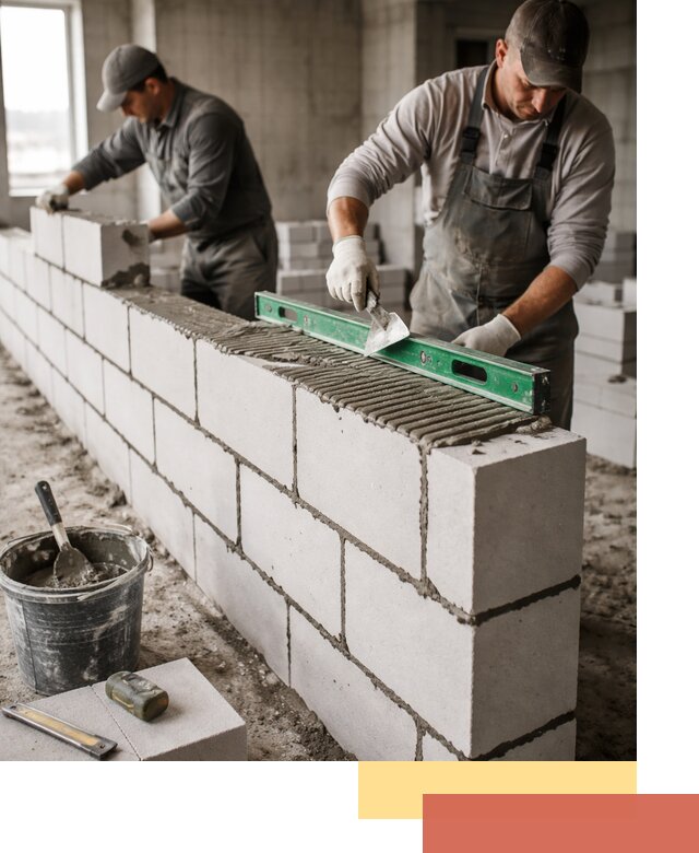 Кладка перегородок из газобетона в Сосногорске быстро и качественно