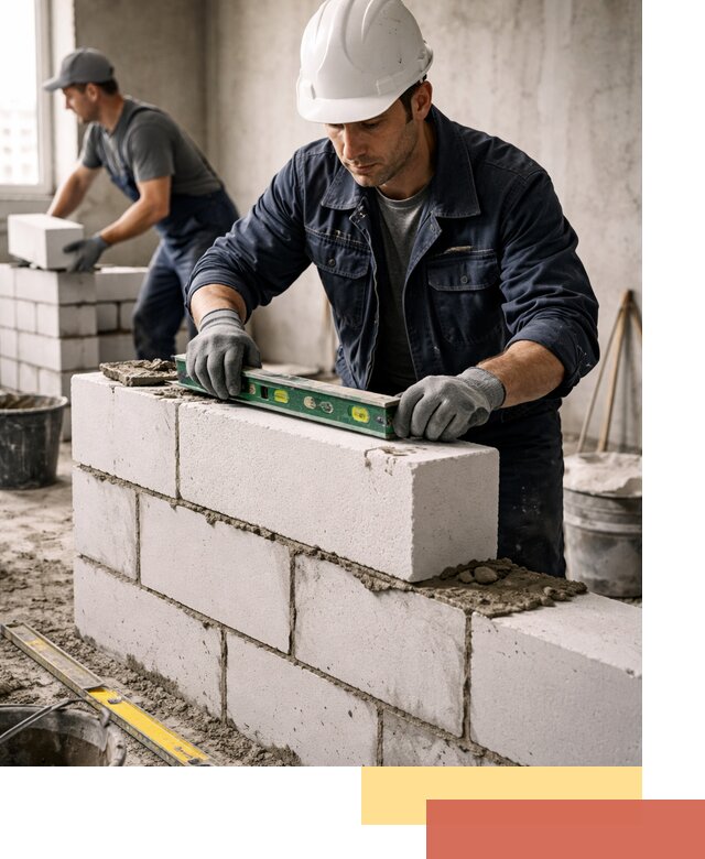 Кладка перегородок из пеноблока под ключ в Сосногорске