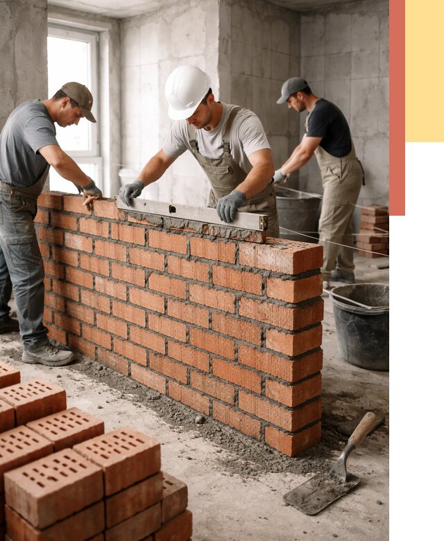 Кладка перегородок из кирпича в Сосногорске от 3611 руб. за м² | ОТДЕЛОЧНИК-Сно