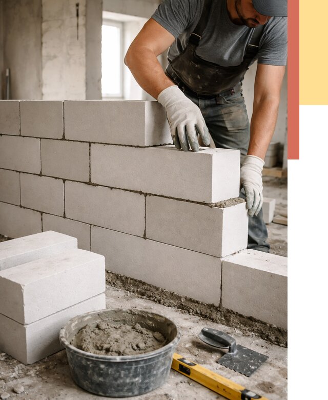 Кладка перегородок из силикатного блока в Сосногорске от 4126 руб. под ключ | ОТДЕЛОЧНИК-Сно