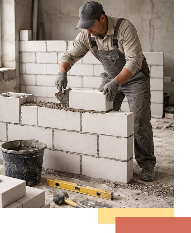 Кладка перегородок из силикатного блока в Сосногорске