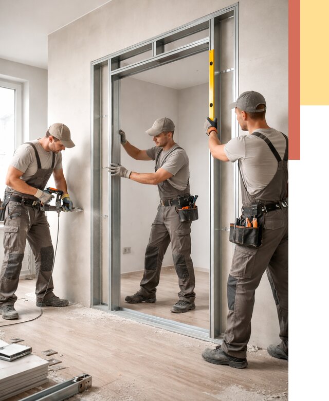 Устройство дверного проема в перегородке в Сосногорске от 4642 руб. под ключ | ОТДЕЛОЧНИК-Сно