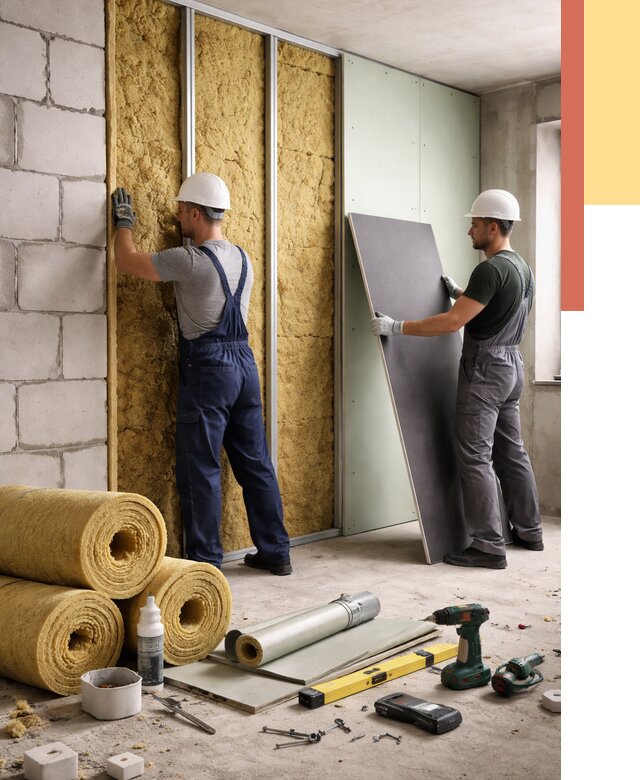 Шумоизоляция перегородок из блоков в Сосногорске от 1908 руб./м² — быстро и недорого | ОТДЕЛОЧНИК-Сно