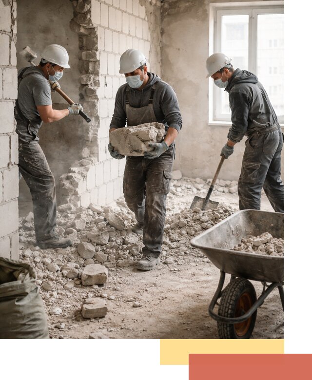 Демонтаж блочных перегородок в Сосногорске быстро и аккуратно