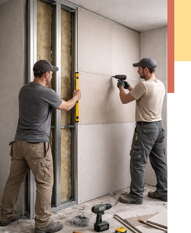 Монтаж двухслойной перегородки из гипсокартона в Сосногорске от 1496 руб. | ОТДЕЛОЧНИК-Сно