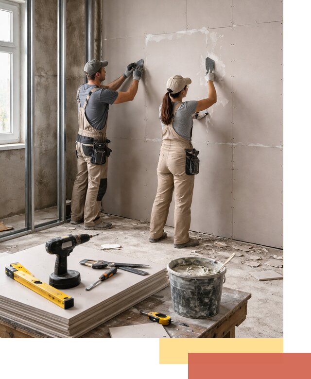 Монтаж двухслойной перегородки из гипсокартона в Сосногорске