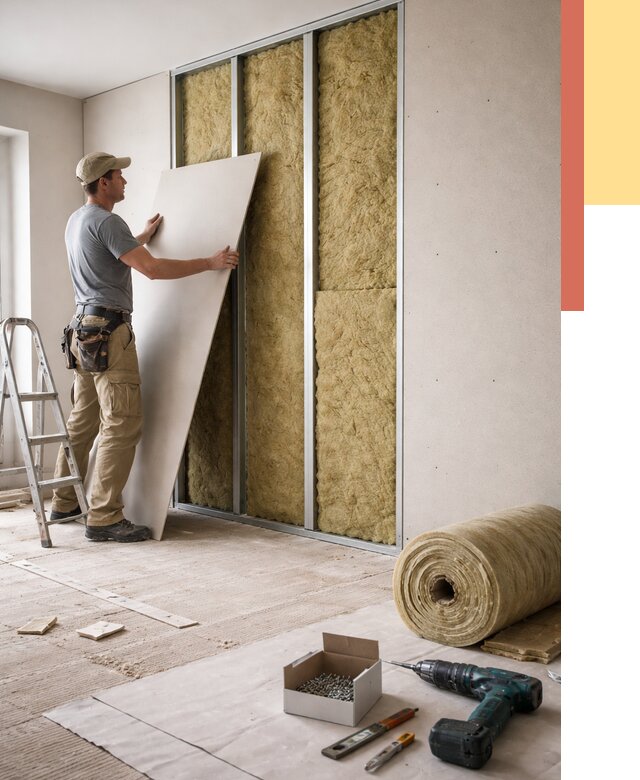 Перегородка из гипсокартона с шумоизоляцией в Сосногорске от 3219 руб. | ОТДЕЛОЧНИК-Сно