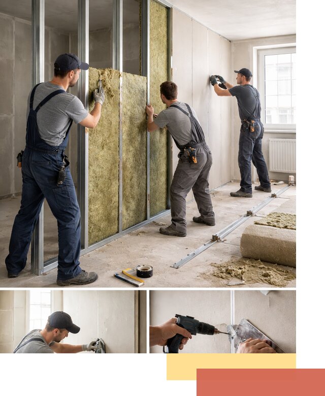 Перегородка из гипсокартона с шумоизоляцией в Сосногорске — монтаж под ключ