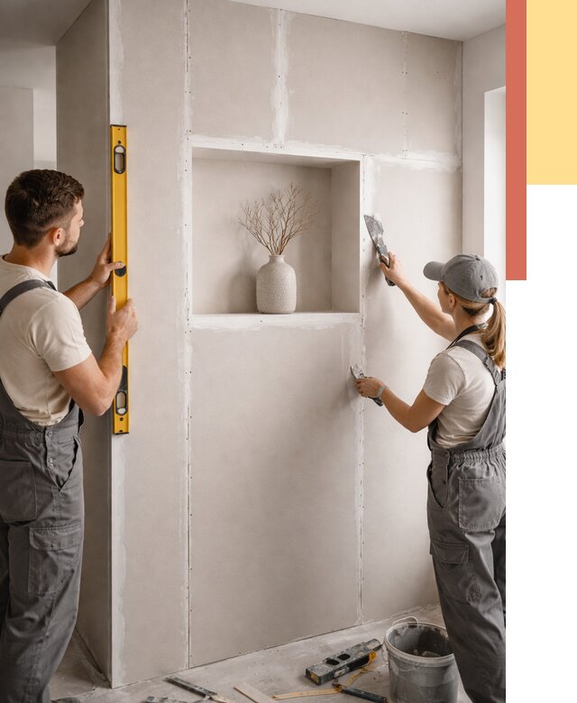 Перегородка из гипсокартона с нишей в Сосногорске от 3353 руб. под ключ | ОТДЕЛОЧНИК-Сно